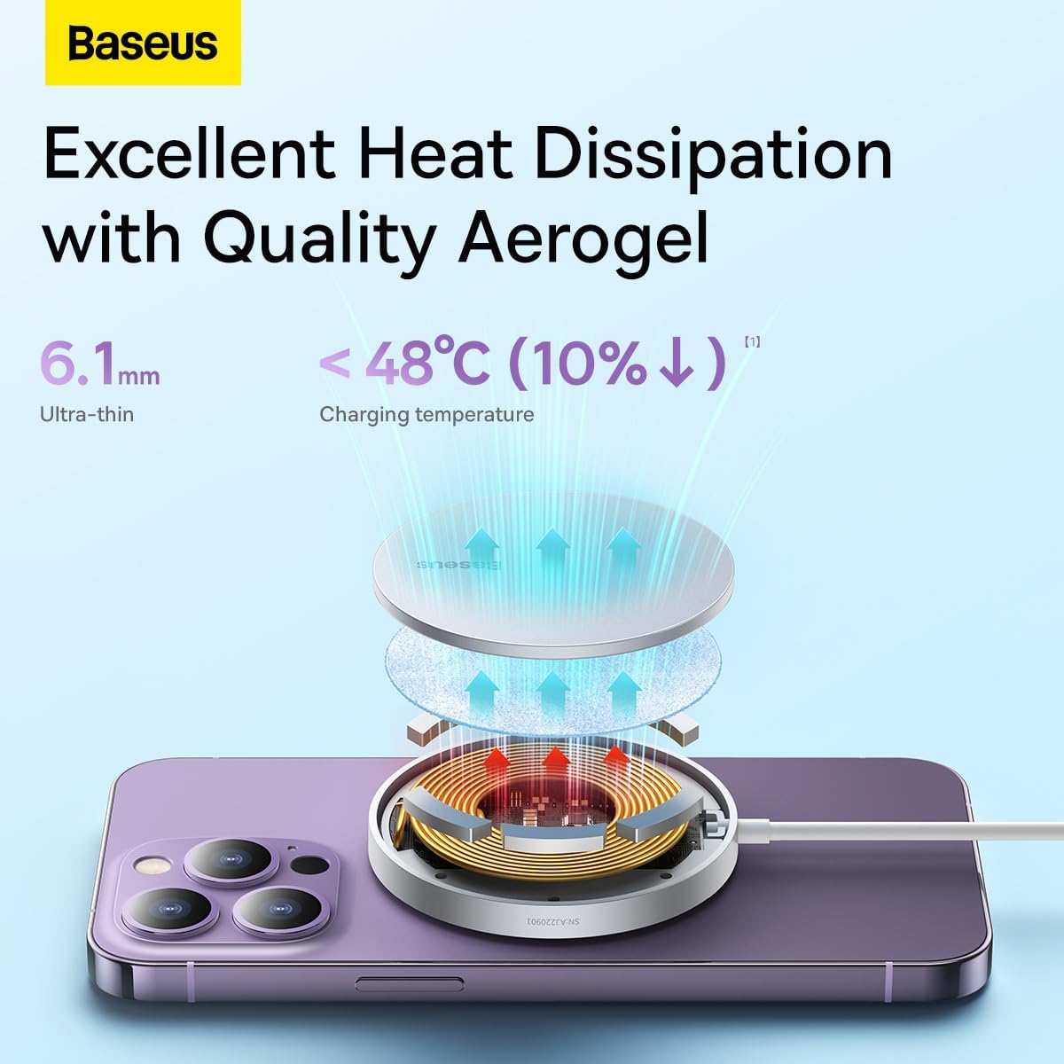 Baseus Simple Mini 3 -langaton laturi, 15W, 1.67A, Hopea CCJJ040012
