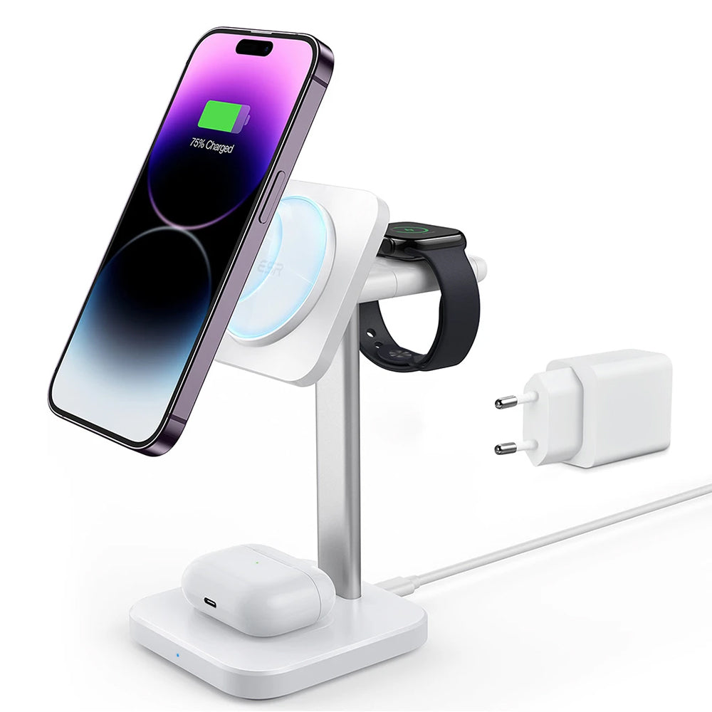 Langaton ESR HaloLock 3in1 -verkkolaturi, 15W, 1.67A, Valkoinen