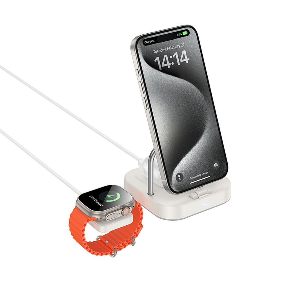 Langaton Verkkolaturi HOCO CQ16A 3in1, 15W, 1.67A, Valkoinen