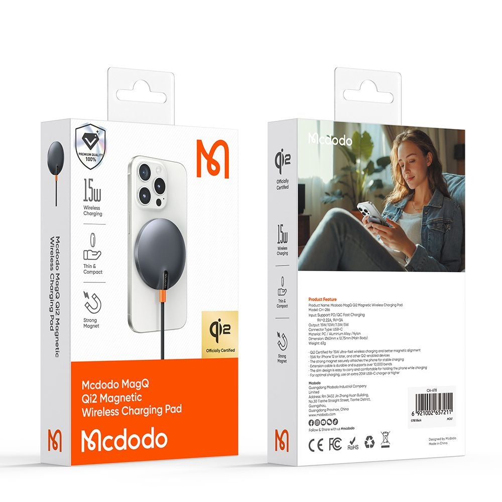 McDodo CH-2860 MagQ langaton verkkolaturi, 15W, 1.67A, Musta
