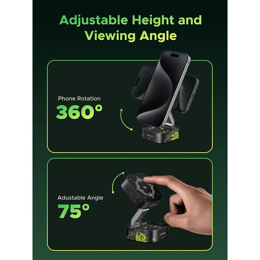 UGREEN Genshin Impact Ed.W702 2n1 langaton verkkolaturi, 25W, 1.67A, 1 x USB-C, Musta