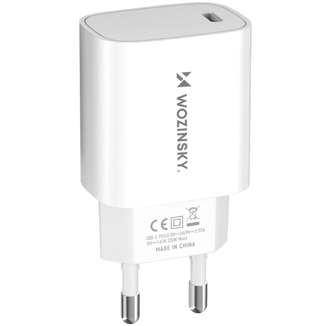 Verkkolaturi WZK WGWCCW, 20W, 3A, 1 x USB-C, Valkoinen