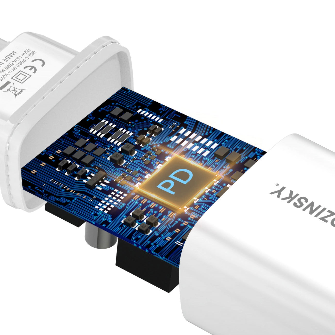 Verkkolaturi WZK WGWCCW, 20W, 3A, 1 x USB-C, Valkoinen