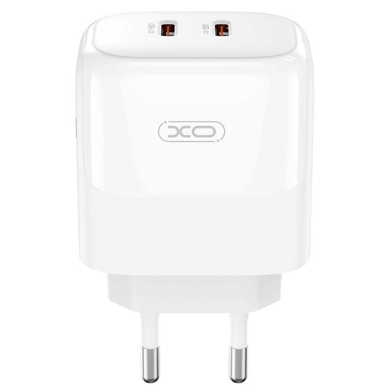 Verkkolaturi XO Design L140, 35W, 3A, 2 x USB-C, valkoinen