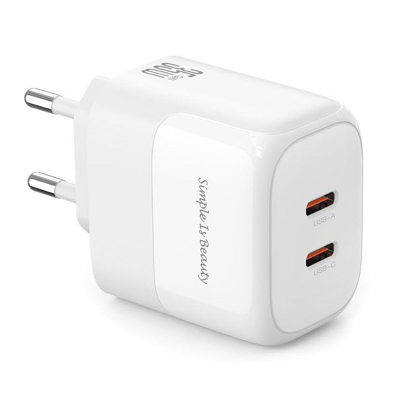 Verkkolaturi XO Design L140, 35W, 3A, 2 x USB-C, valkoinen