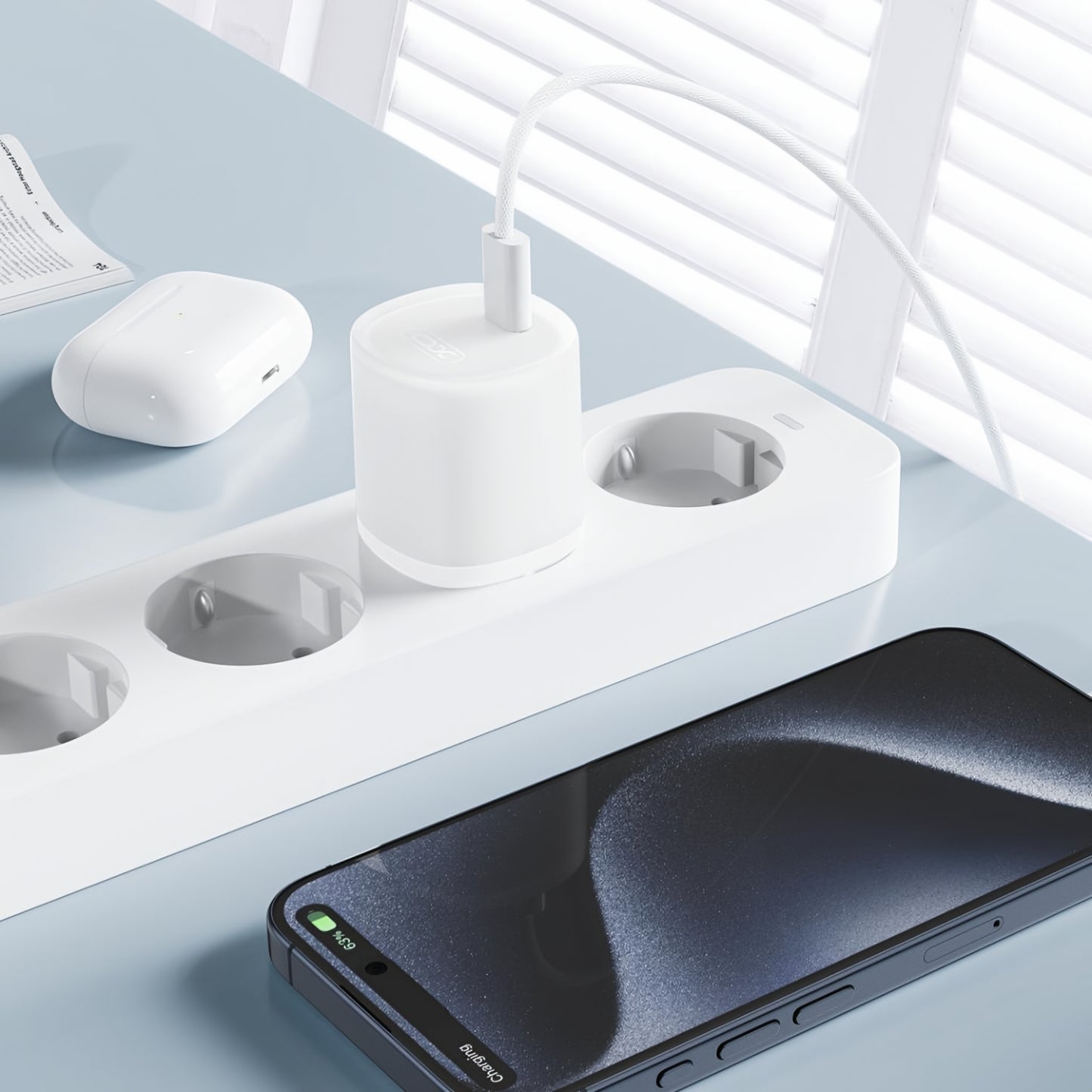 XO Design L150 Verkkolaturi, 30W, 3A, 1 x USB-C, Valkoinen