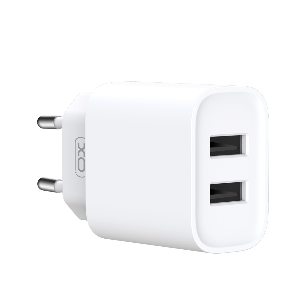 Verkkolaturi XO Design CE02C, 10.5W, 2.1A, 2 x USB-A, Valkoinen