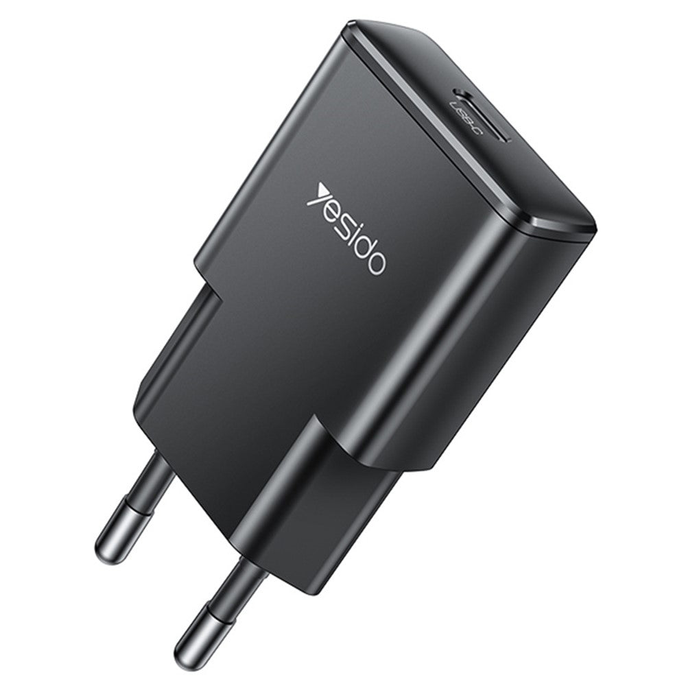 Yesido YC74 -verkkolaturi, 30W, 3A, 1 x USB-C, Musta