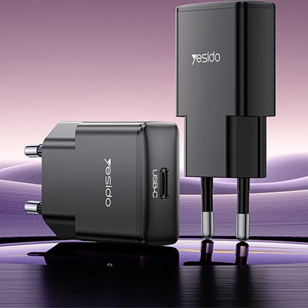 Yesido YC74 -verkkolaturi, 30W, 3A, 1 x USB-C, Musta