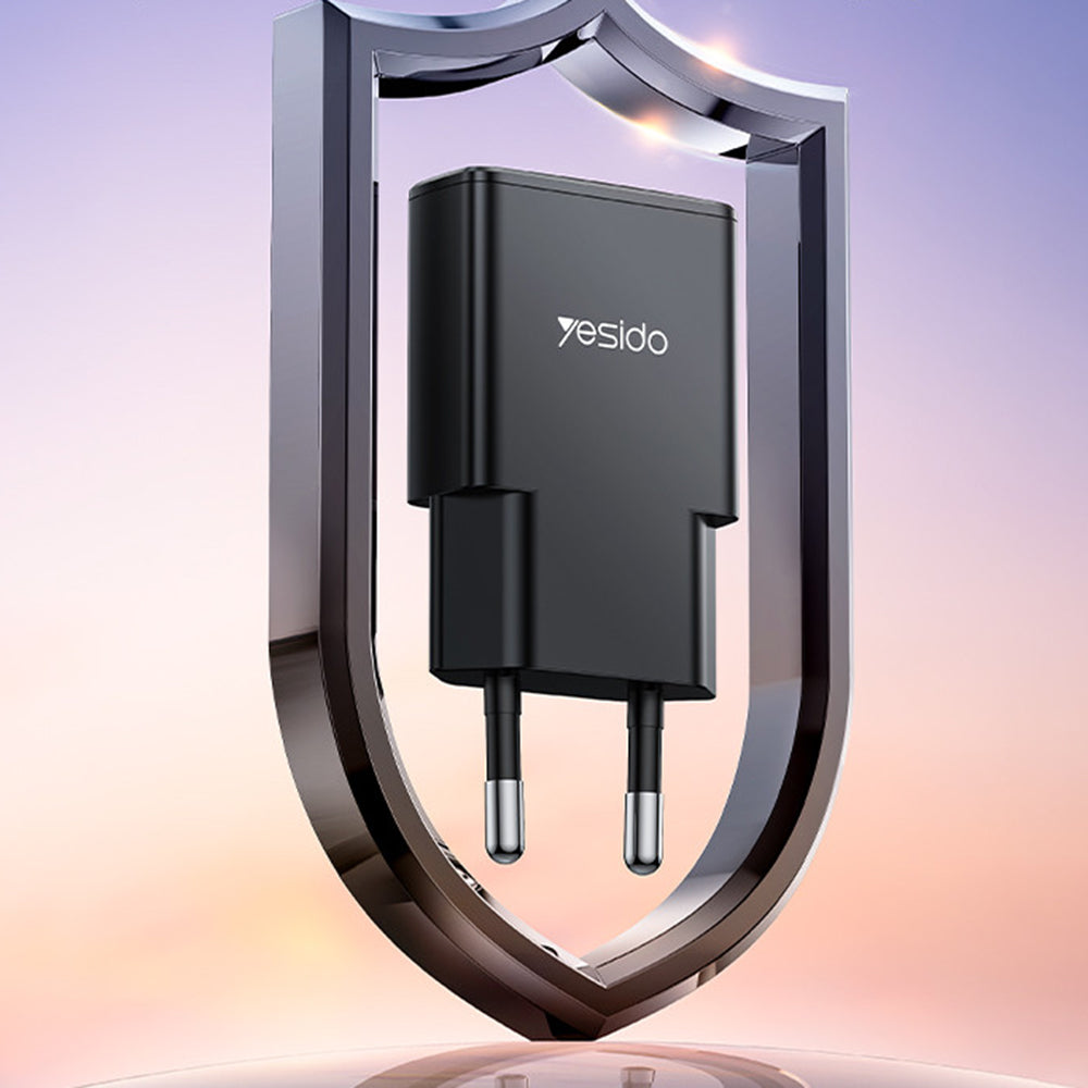 Yesido YC74 -verkkolaturi, 30W, 3A, 1 x USB-C, Musta