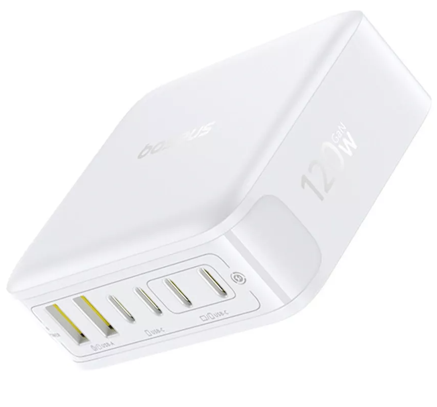 Baseus EnerFill FH21 -latausasema, 120W, 2 x USB-A - 4 x USB-C, Valkoinen E0120T01