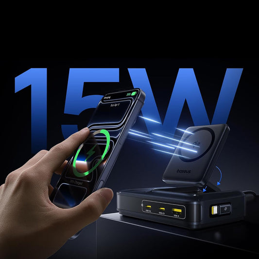 Baseus Nomos NH21 QI 5in1 -latausasema, 160W, 5A, 1 x USB-A - 2 x USB-C, Musta E0121700