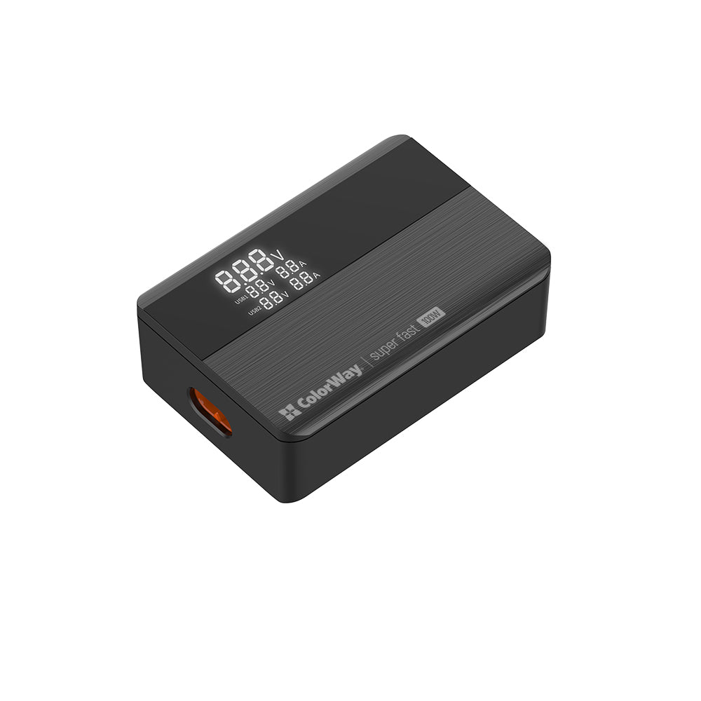 ColorWay Display Charging Station, 100W, 5A, 2 x USB-A - 2 x USB-C, Black