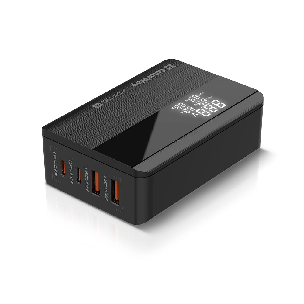 ColorWay Display -latausasema, 65W, 3.25A, 2 x USB-A - 2 x USB-C, Musta