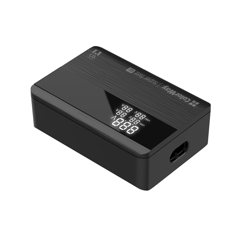 ColorWay Display -latausasema, 65W, 3.25A, 2 x USB-A - 2 x USB-C, Musta