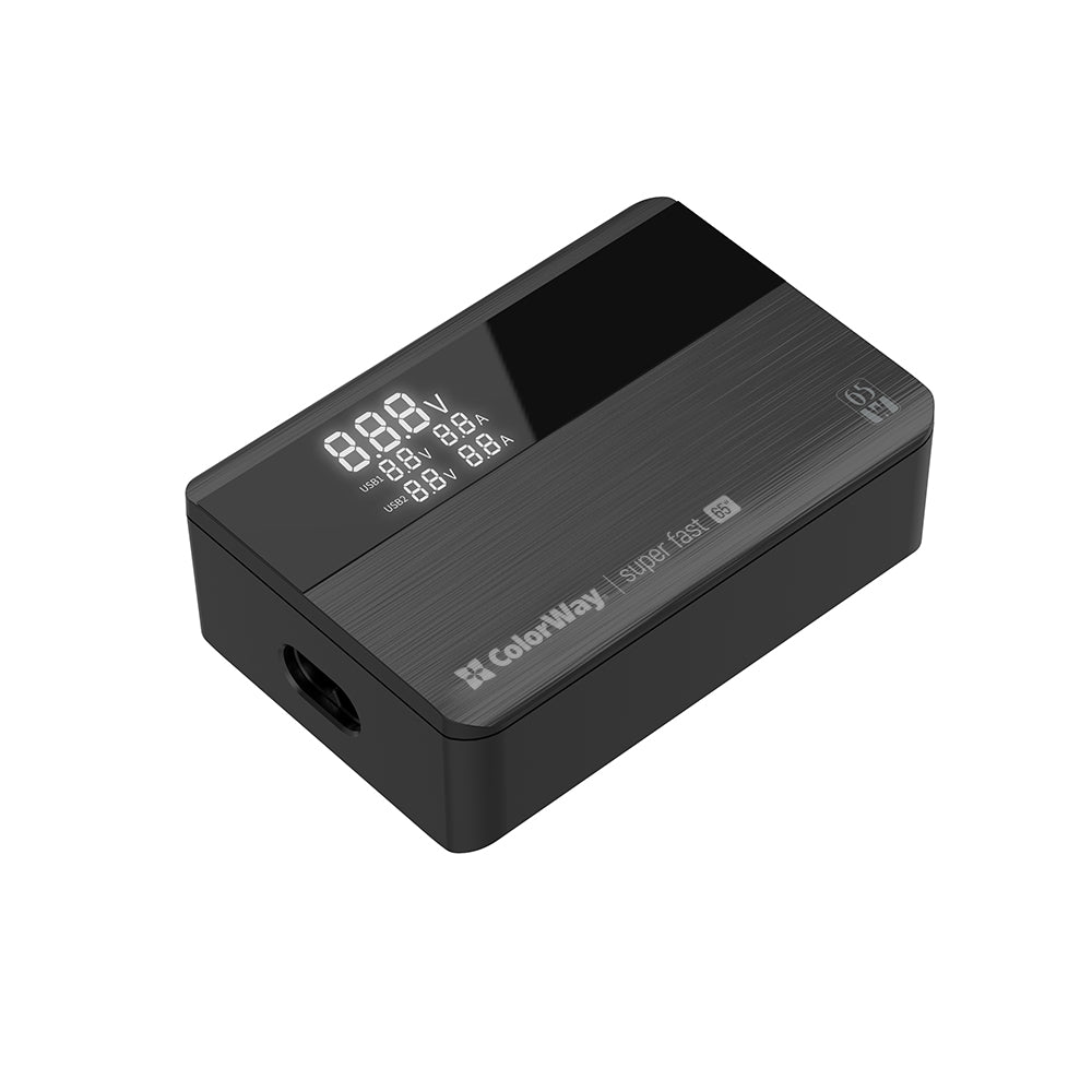 ColorWay Display -latausasema, 65W, 3.25A, 2 x USB-A - 2 x USB-C, Musta
