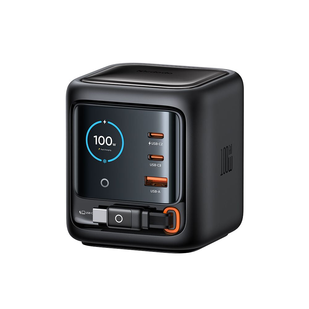 Laturi asemaisen USB-C-kaapelin Mcdodo FreeGo CH-1391 -latausasema, 100W, 5A, 1 x USB-A - 2 x USB-C, Musta