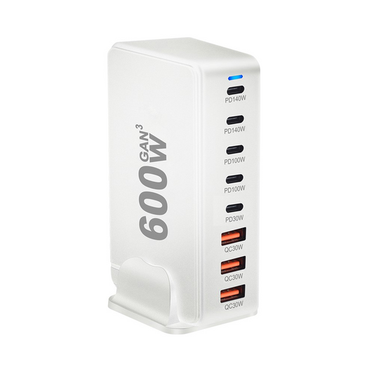 OEM-telakkalaturi, 600W, 4 x USB-A - 4 x USB-C, Valkoinen