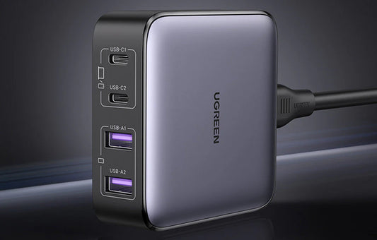 UGREEN CD327 Nexode -latausasema, 65W, 3.25A, 2 x USB-A - 2 x USB-C, Musta
