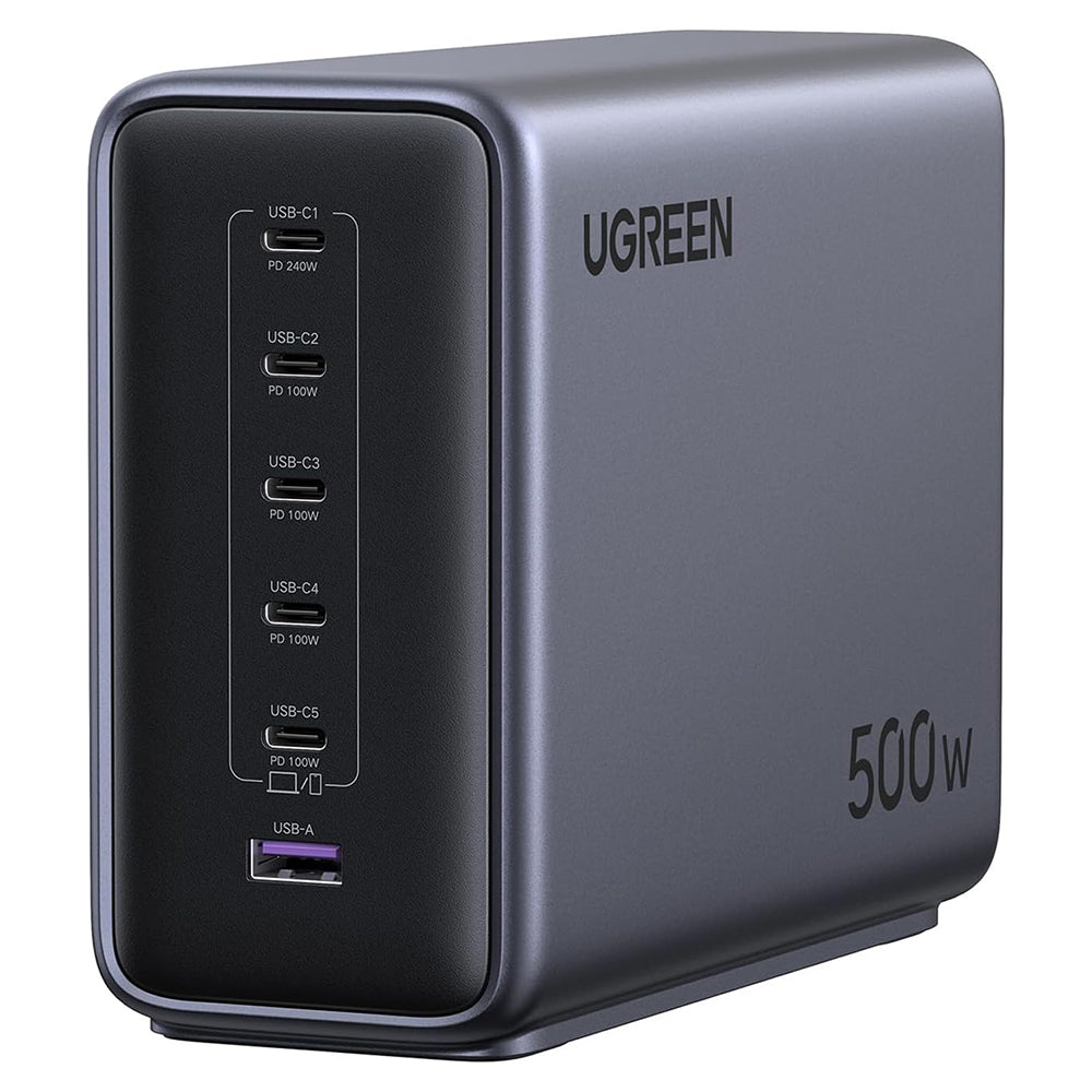 UGREEN Nexode X759 -latausasema, 500W, 5A, 1 x USB-A - 5 x USB-C, Harmaa