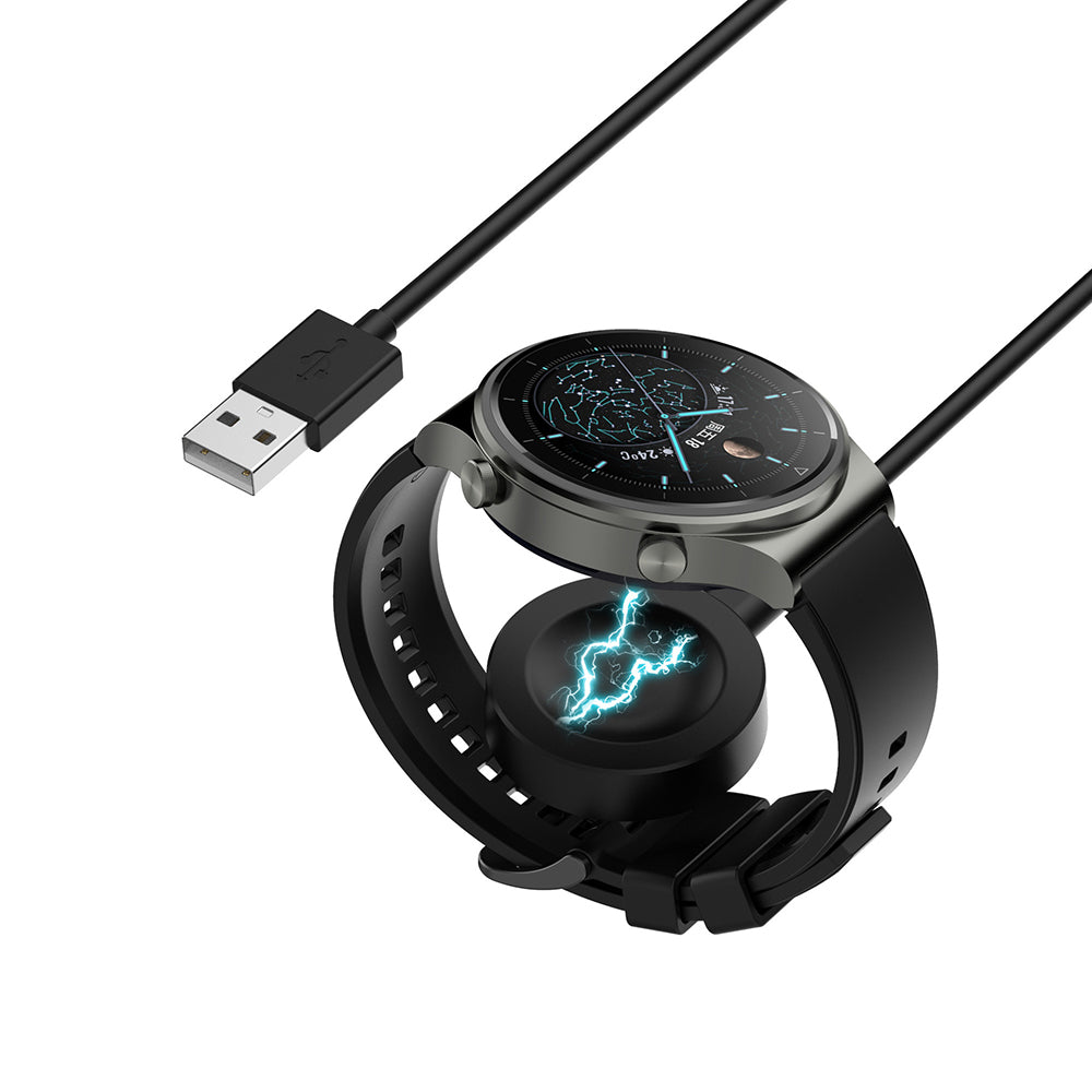 Langaton Techsuit THC1 -laturi Honor Watch / Huawei Watch -sarjalle, USB-A, Musta