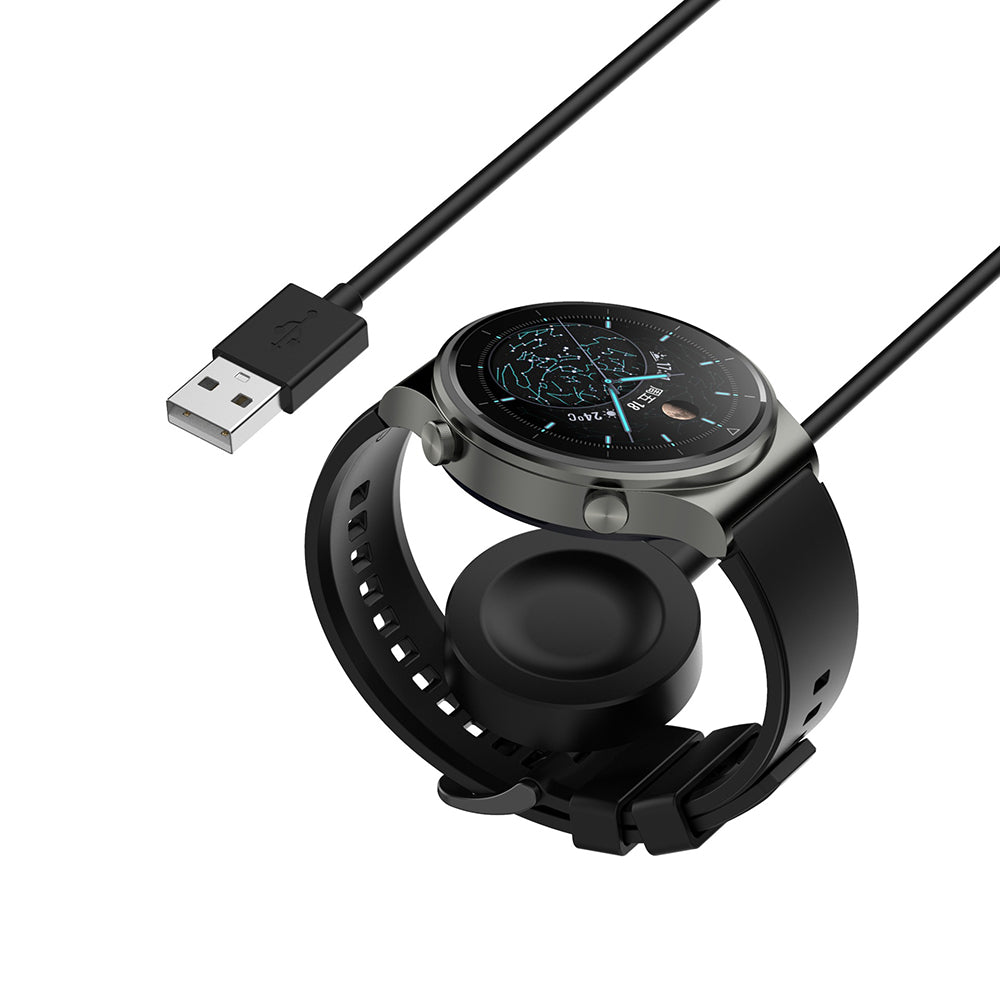 Langaton Techsuit THC1 -laturi Honor Watch / Huawei Watch -sarjalle, USB-A, Musta