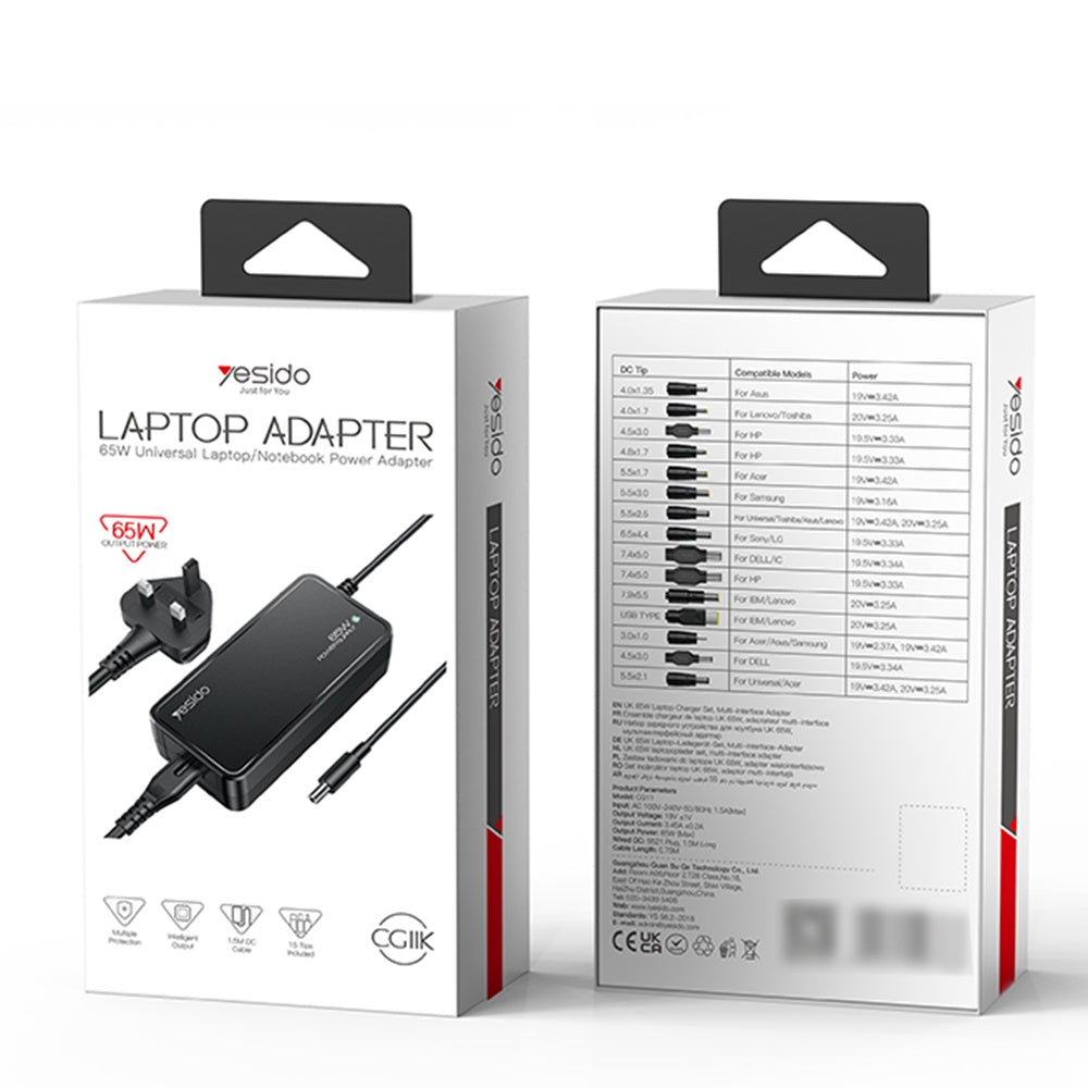 Yesido CG11E -laturi, 65W, universaali, musta