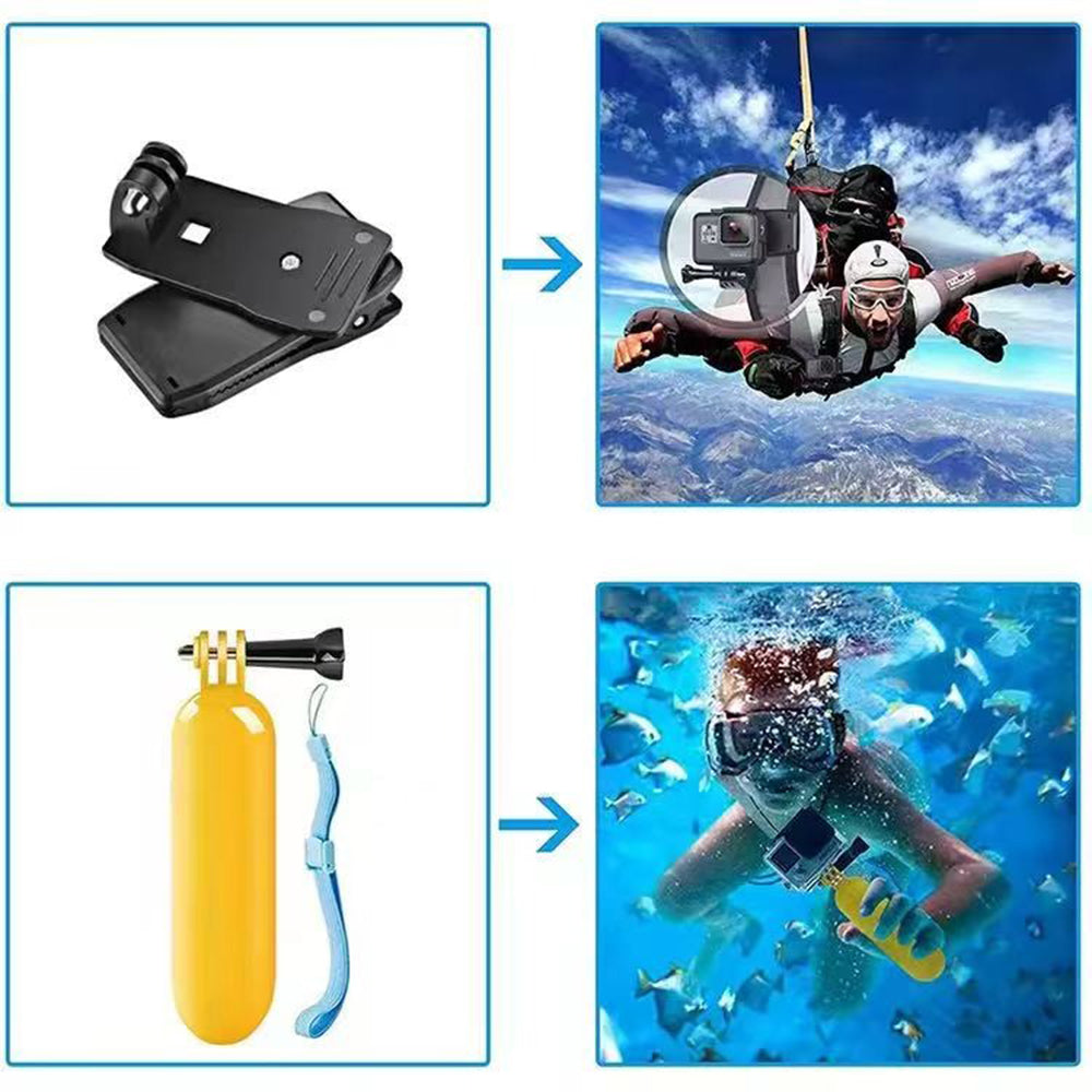 Techsuit SA15 -urheilukameran lisävarustesetti GoPro / SJCAM -sarjoille, 15in1, Musta
