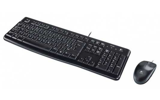 Langallinen USB-näppäimistö- ja hiirisarja Logitech MK120, musta