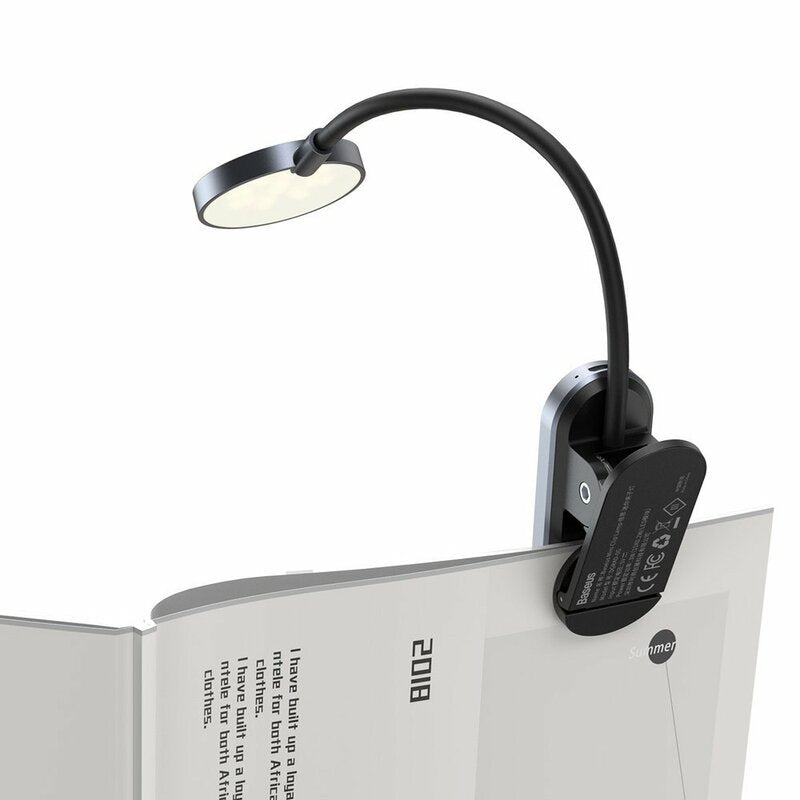 Baseus Comfort Reading Mini Clip kannettava LED-lamppu, harmaa DGRAD-0G