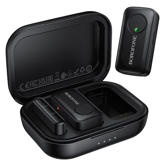 Borofone BFK17 Lemai lavalierimikrofoni, USB-C, 2 kappaleen setti, Musta