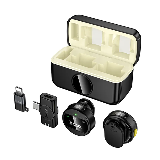 HOCO L22 -mikrofoni, USB-C / Lightning, 2 kappaleen setti, Musta