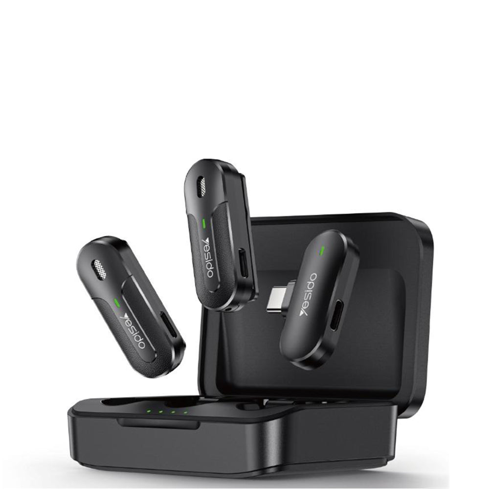 Lavalierimikrofoni Yesido KR17, USB-C, 2 kappaleen setti, Musta