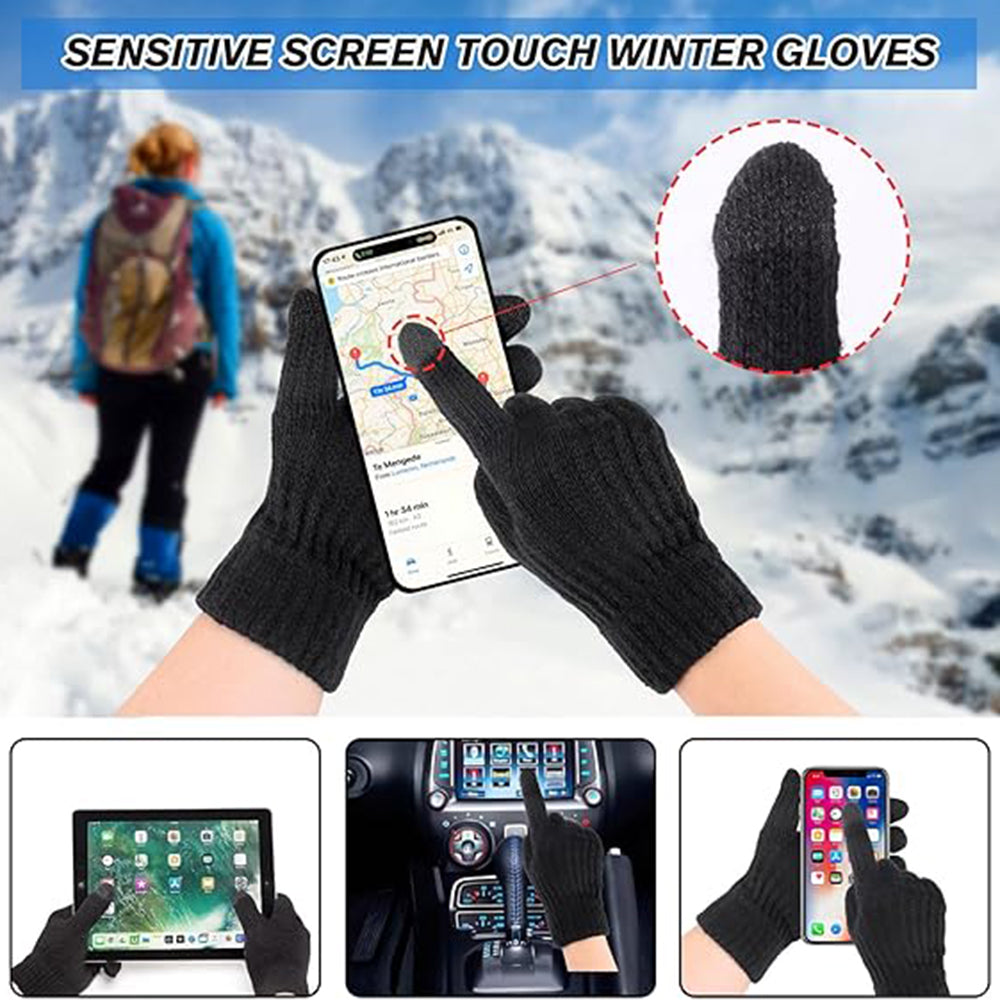 Naisten Techsuit ST0015 kosketusnäyttöhanskat talvikäyttöön, koko 17 cm, mustat