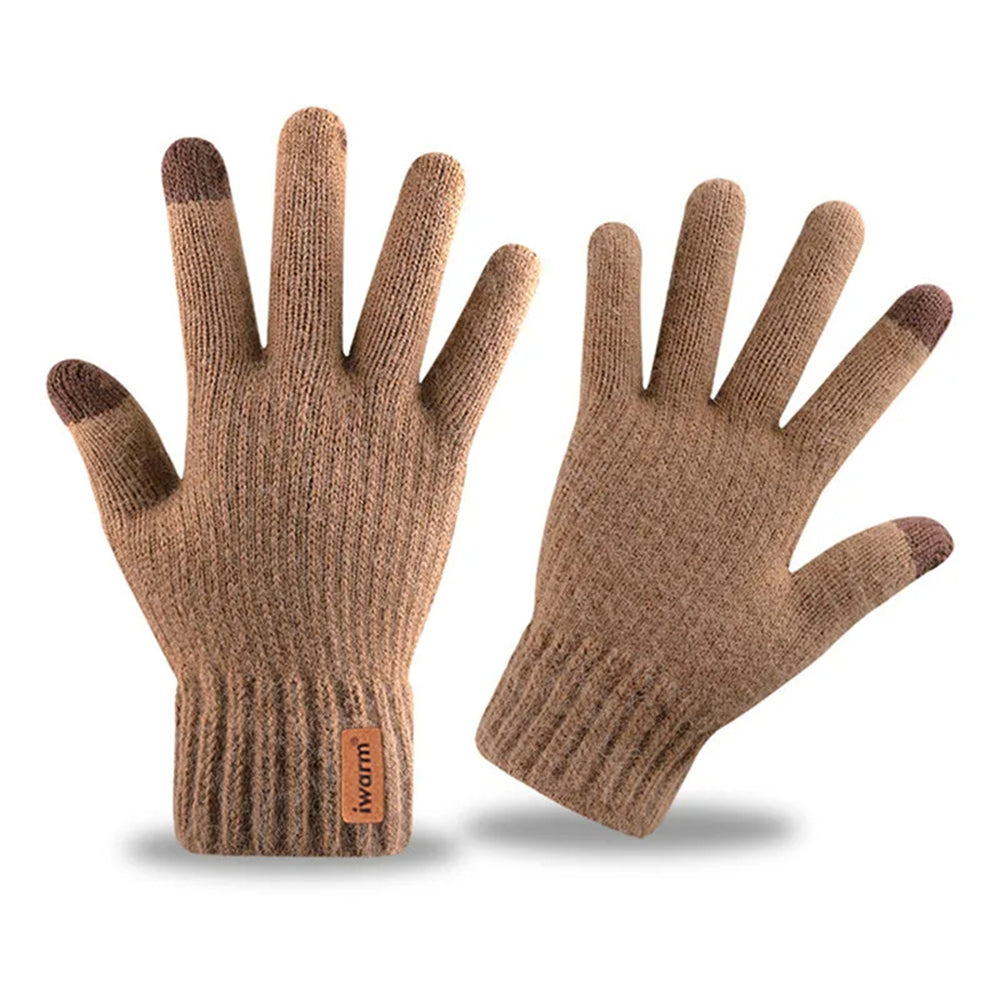 Iwarm ST0016 kosketusnäyttökäsineet talvikäyttöön, koko 22 cm, ruskea