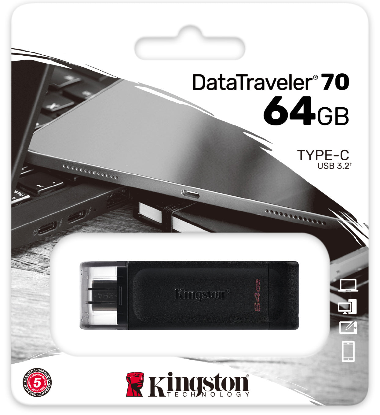 Ulkoinen USB-C-muisti Kingston DT70, 64Gb DT70/64GB