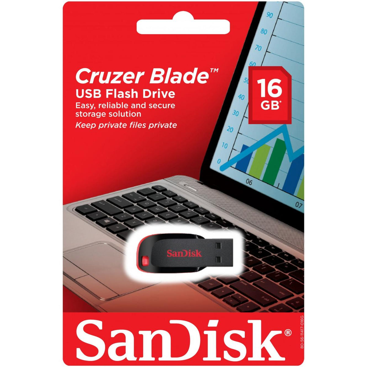 Ulkoinen USB-A-muisti SanDisk Cruzer Blade, 16 Gt SDCZ50-016G-B35