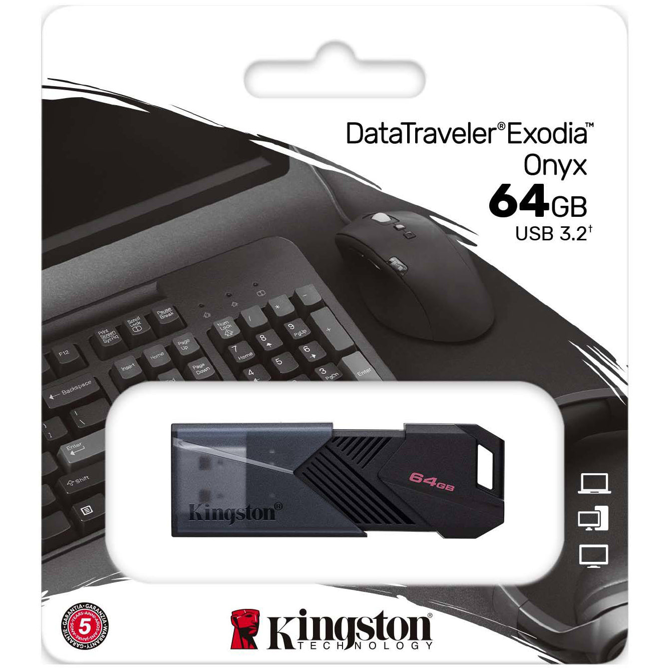 Kingston Exodia Onyx USB-A 3.0 ulkoinen muisti Kingston Exodia Onyx, 64Gb DTXON/64GB