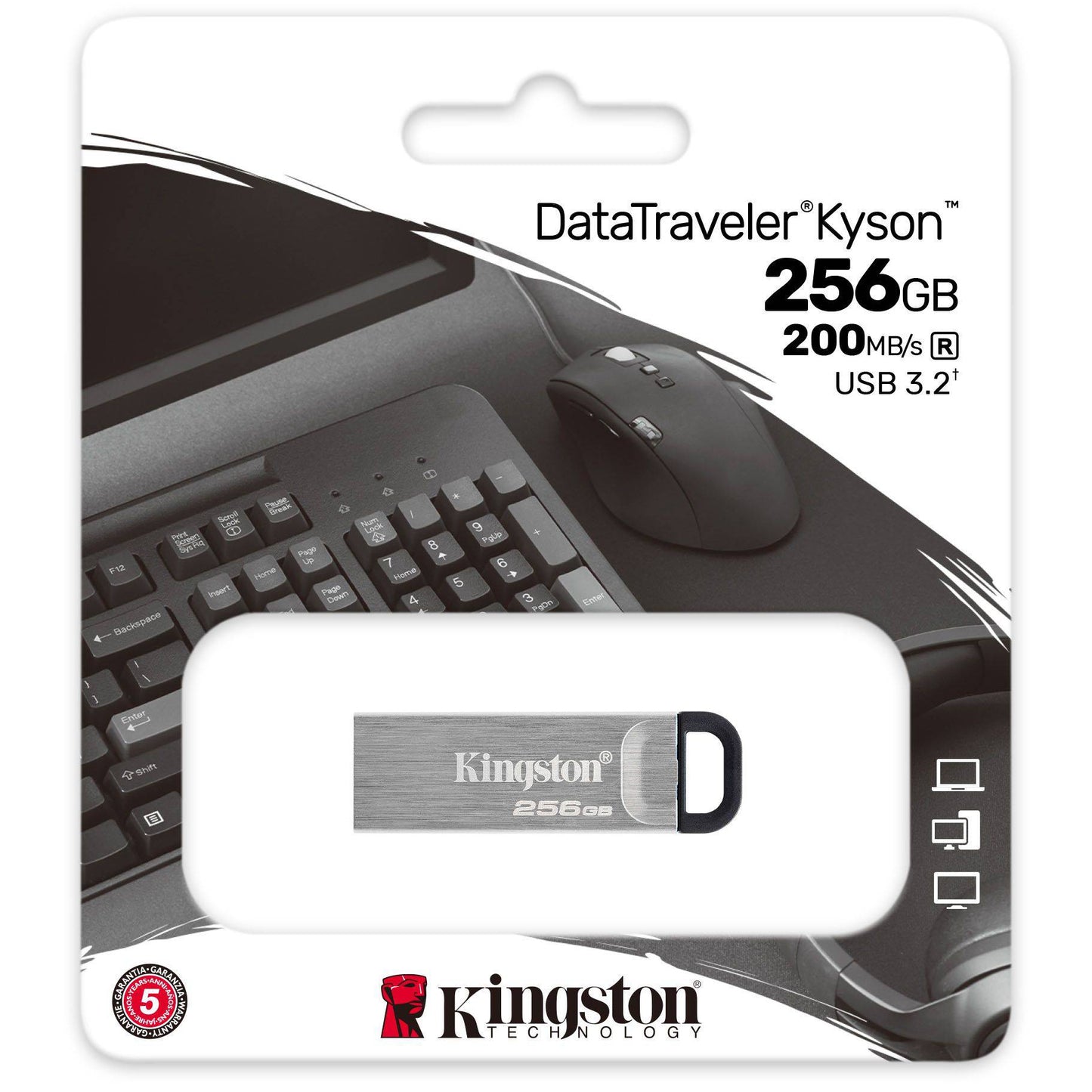 Ulkoinen USB-A 3.2 Kingston DT Kyson -muisti, 256Gb DTKN/256GB