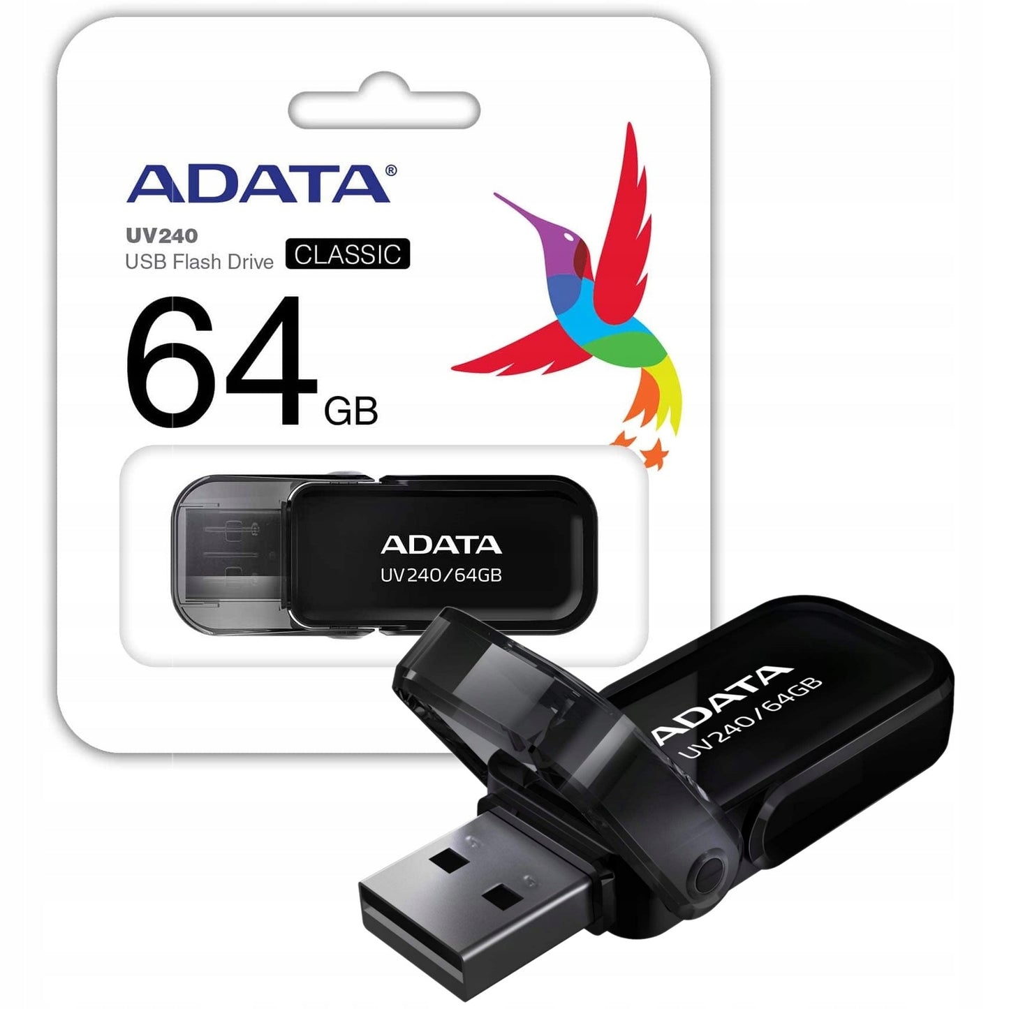 Ulkoinen USB-A-muisti Adata UV240, 64Gb AUV240-64G-RBK AUV240-64G-RBK AUV240-64G-RBK