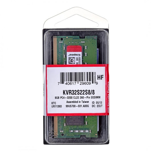Kingston ValueRAM -muisti, DDR4 SODIMM, 8GB, 3200MHz KVR32S22S8/8