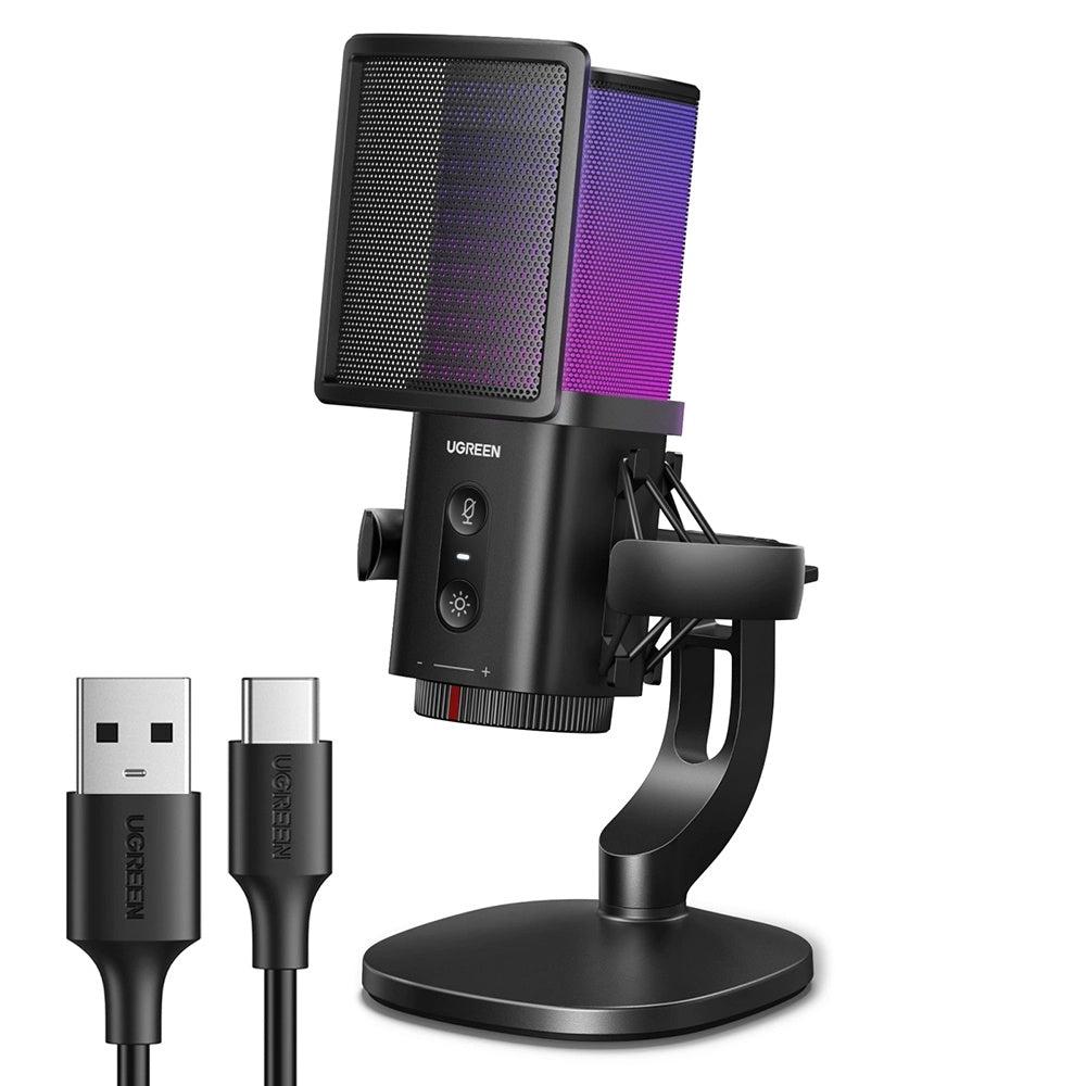 Kardioidimikrofoni UGREEN CM581 (65629), RGB, USB-C, 1.5m, Musta