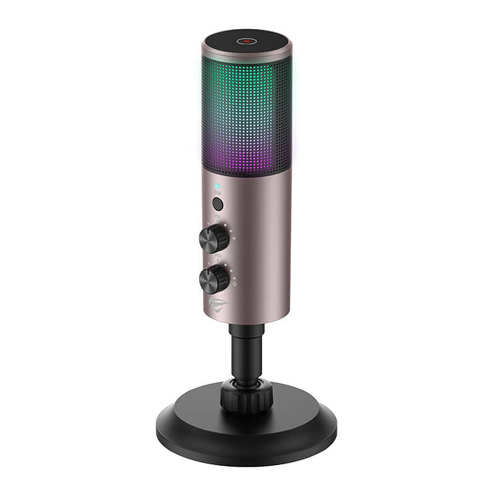 Pelikäyttöön tarkoitettu mikrofoni HAVIT GK61, RGB, USB-C, Harmaa