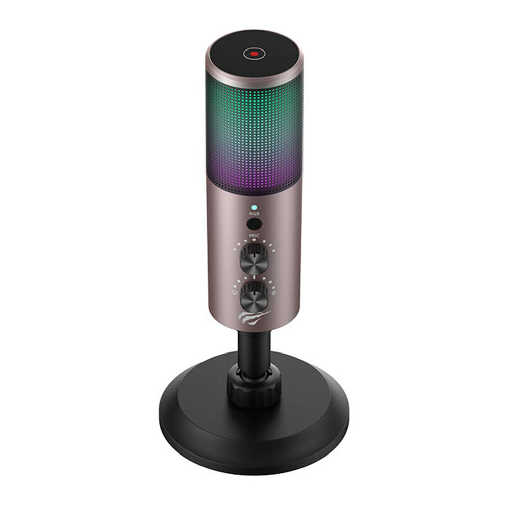 Pelikäyttöön tarkoitettu mikrofoni HAVIT GK61, RGB, USB-C, Harmaa