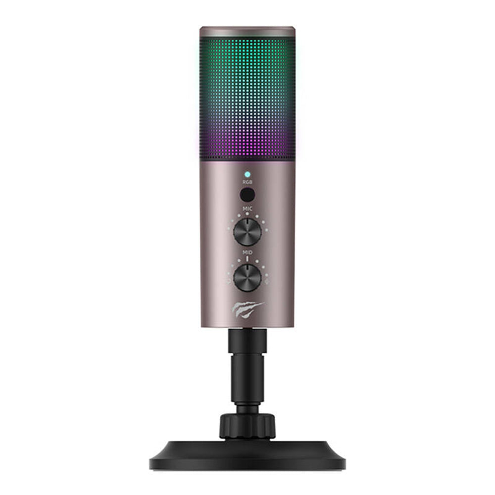 Pelikäyttöön tarkoitettu mikrofoni HAVIT GK61, RGB, USB-C, Harmaa