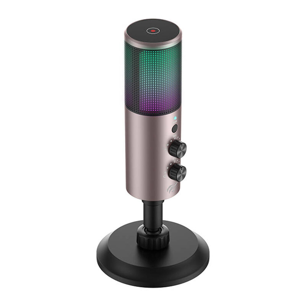 Pelikäyttöön tarkoitettu mikrofoni HAVIT GK61, RGB, USB-C, Harmaa
