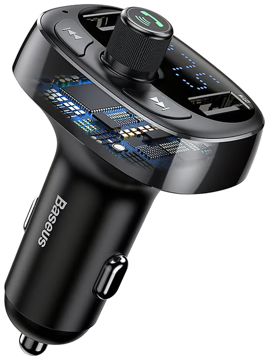 Baseus S-09 Bluetooth FM-modulaattori, 2 x USB-A - 1 x microSD-muistikortti