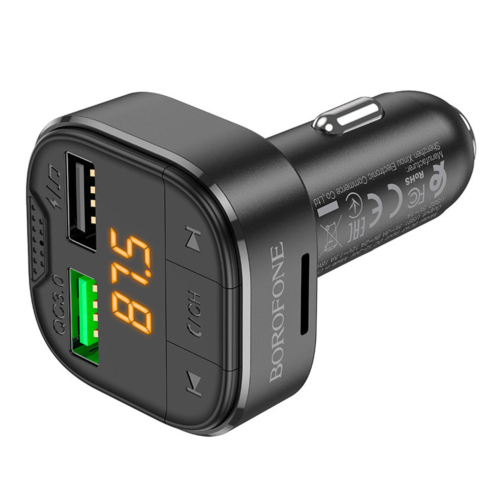 FM Bluetooth -modulaattori Borofone BC43 Flash, 2 x USB-A - 1 x microSD