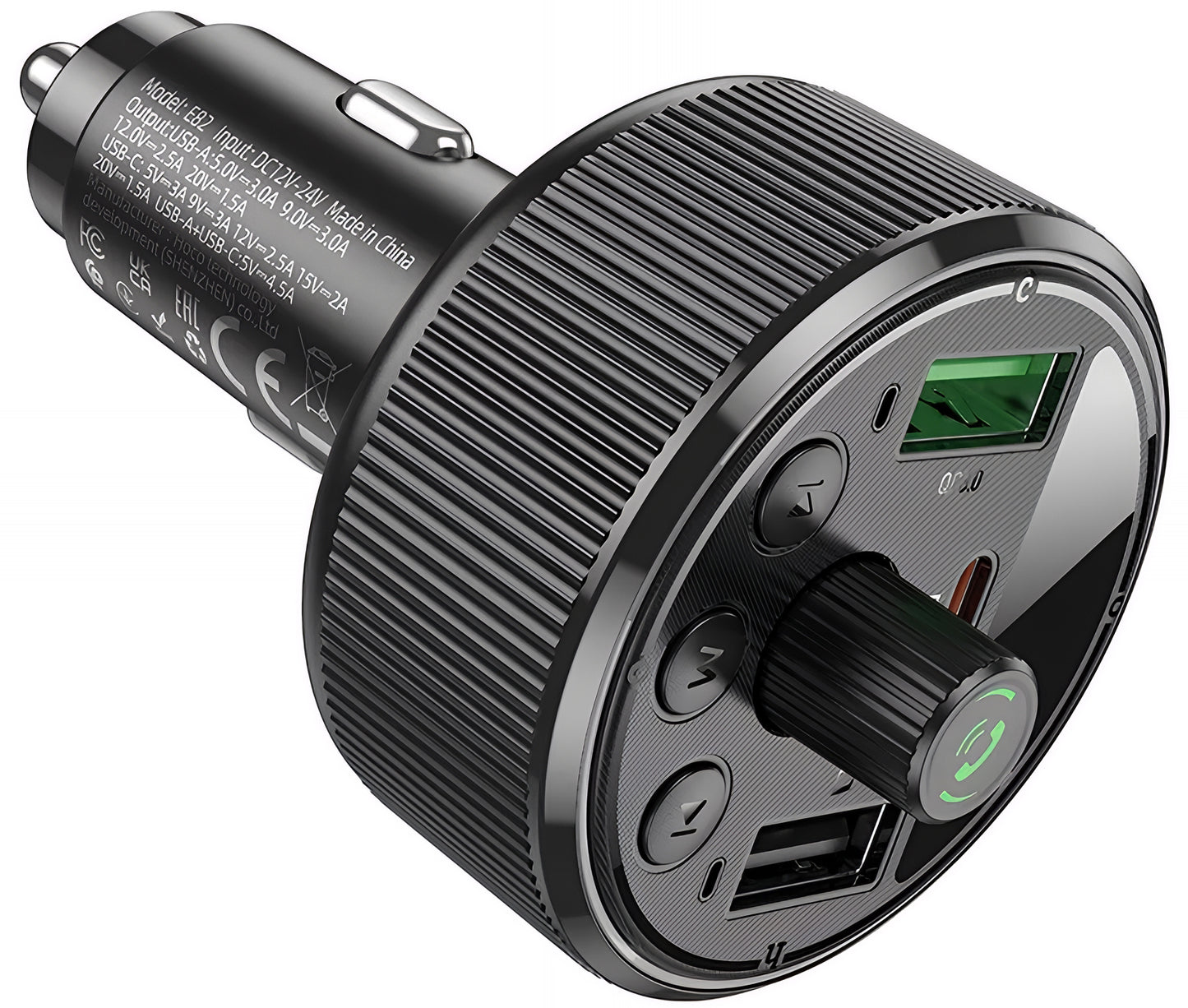 FM Bluetooth -modulaattori HOCO E82, 2 x USB-A - 1 x USB-C