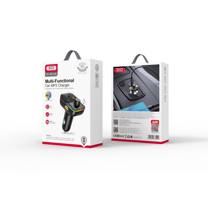 Bluetooth FM-modulaattori XO Design BCC09, 2 x USB-A - 1 x USB-C - 1 x microSD-muistikortti